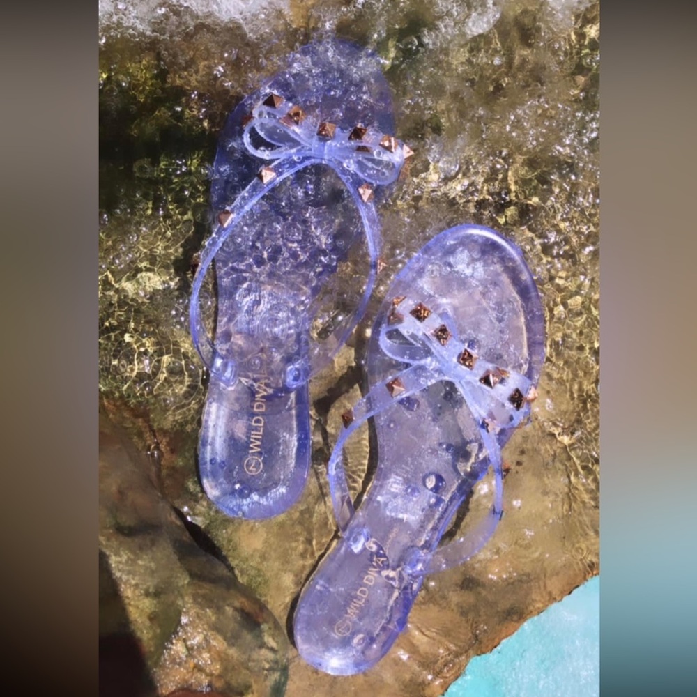 The Kate Gold Studded Clear Jelly Sandal
